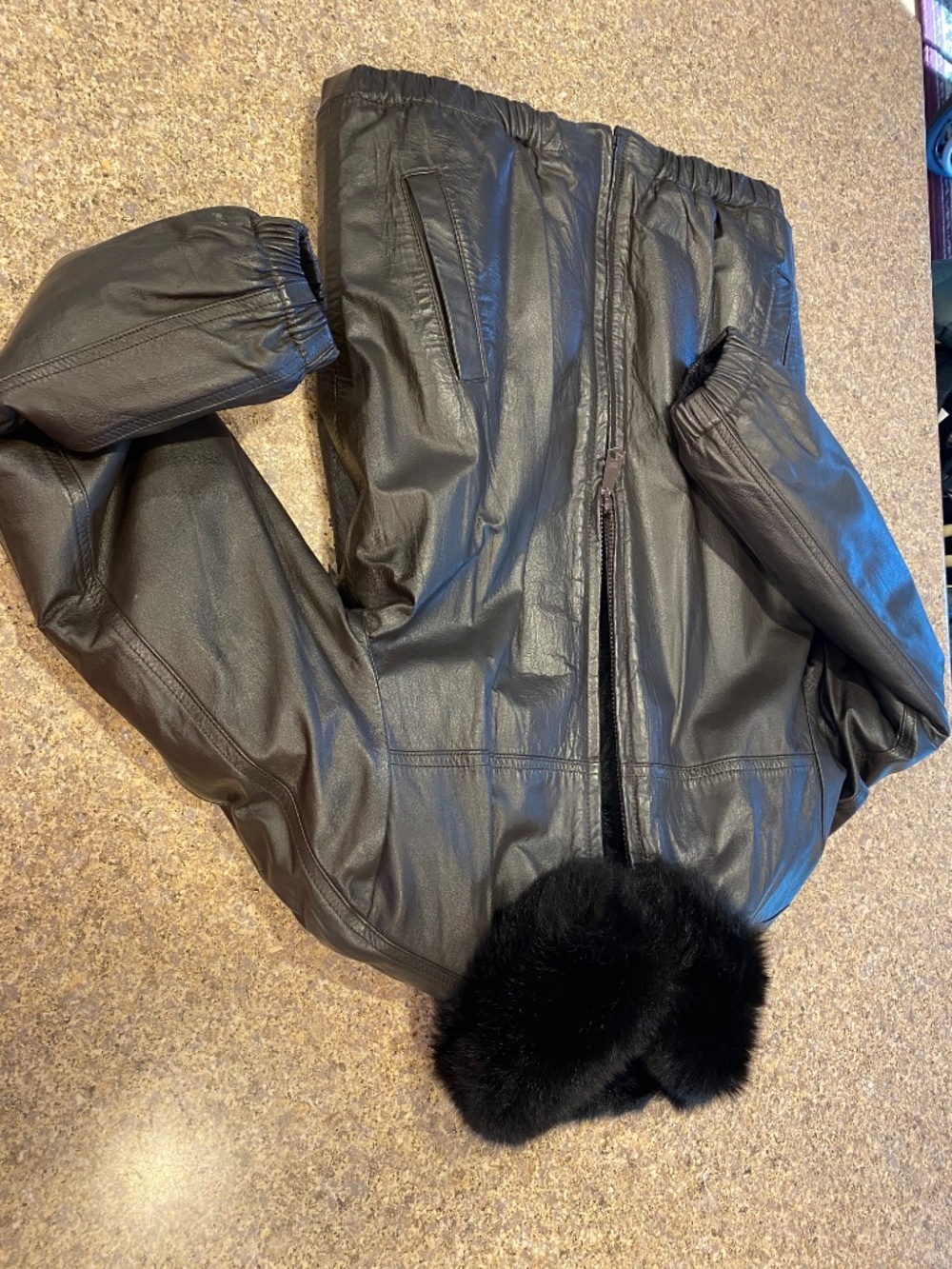 Vintage Reversible Fur & Leather Bomber Jacket Small - Picture 15 of 16